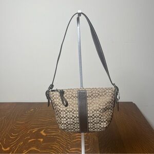 Coach Y2K Mini Phoebe Tan and Brown Signature C Canvas Shoulder Bag